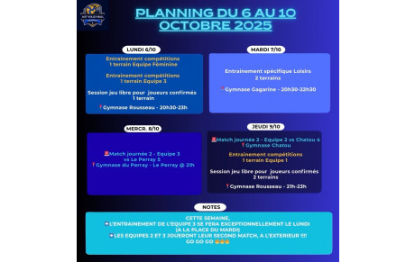 FOCUS Planning du 06 au 10 octobre