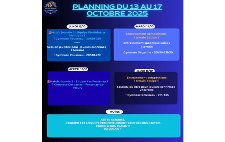 FOCUS Planning du 13 au 17 octobre